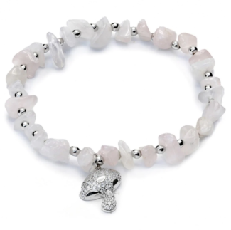 Pulsera Line Argent Cuarzo Rosa y Seta 19097-P